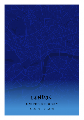 London Deep Blue Map Poster
