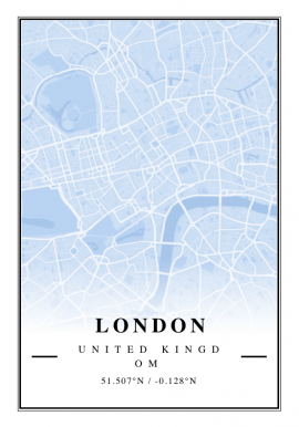 London Light Blue Map Poster