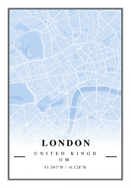 London Light Blue Map Poster