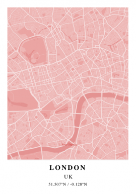London Pink Map Poster
