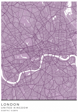 London Purple Map Poster